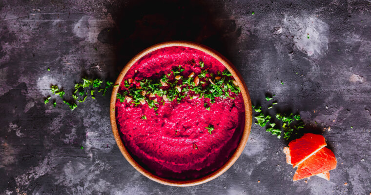 Quick Beetroot Hummus Without Tahini