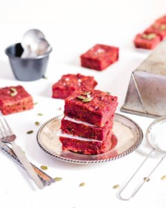 Savory beetroot and carrot cake
