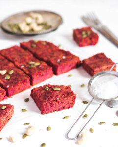 Savory beet and carrot cake