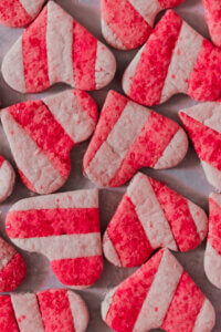 stripped valentine's day cookies
