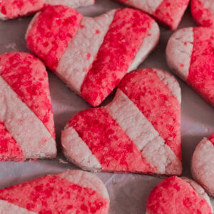 stripped valentine day cookies