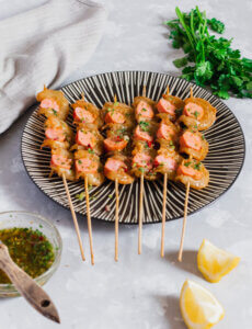 grilled prawns with chimichurri sauce