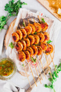 Grilled prawns with chimichurri sauce