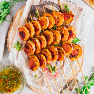 Grilled prawns with chimichurri sauce