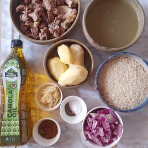 Swahili Pilau ingredients